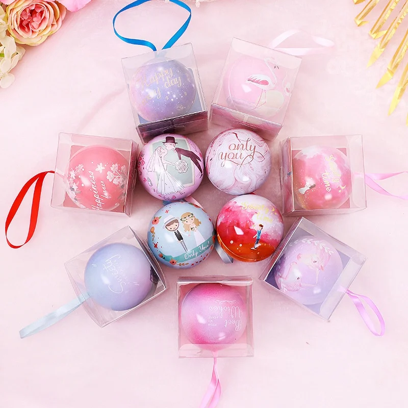 Customized 6.8cm Multi Color Rainbow Color European Christmas Wedding Birthday Favor Tin Candy Tin Box for  Guest