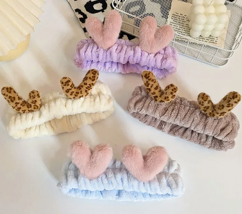 New Style Winter Deer Angle Elastic Hair Bands Plush Pine Tight Face Hairbands Washing Headbands For Women Hair Accessories