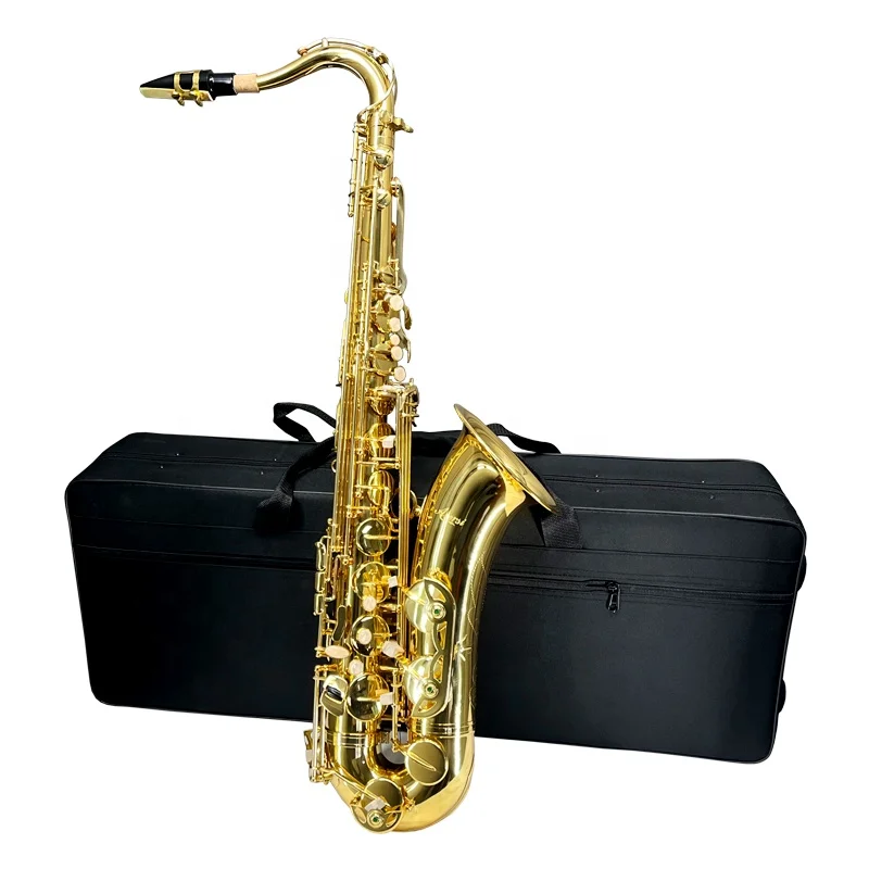China made Custom Aiersi brand Golden Brass Eb Key High F# Key Professional Tenor Saxophone woodwind instrument