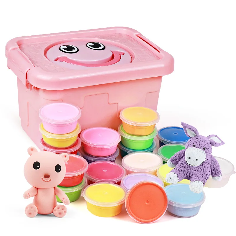clay children educational kits toys supplies plastic box 12 color slime dough clay kit
