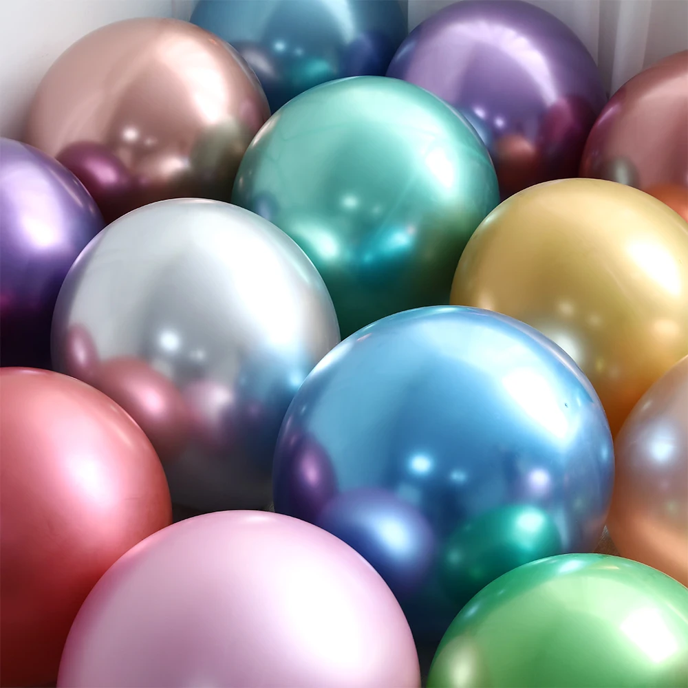 10 inch Round Chrome Metallic Latex Balloons For New Year Christmas Birthday Wedding Party Decorations