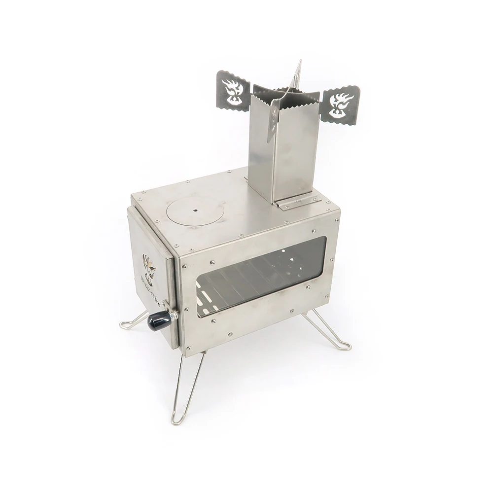 Outdoor Camping Picnic High Efficiency Collapsible Stainless Steel Rocket Stove Survival Gear Wood Stove