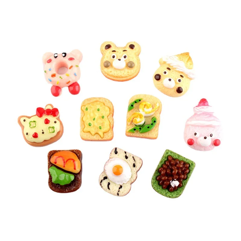 Simulation Cartoon Bear Cake Flat Back Resin Cabochon Kawaii Food Craft DIY Phone Decor