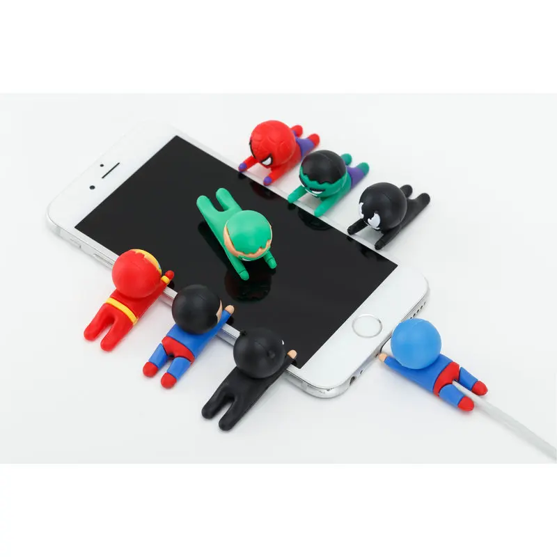 Creative Hero Series Cartoon Bite Data Line USB Charging Cable Protector Mobile Phone Accessories Silicone Protective Sleeve