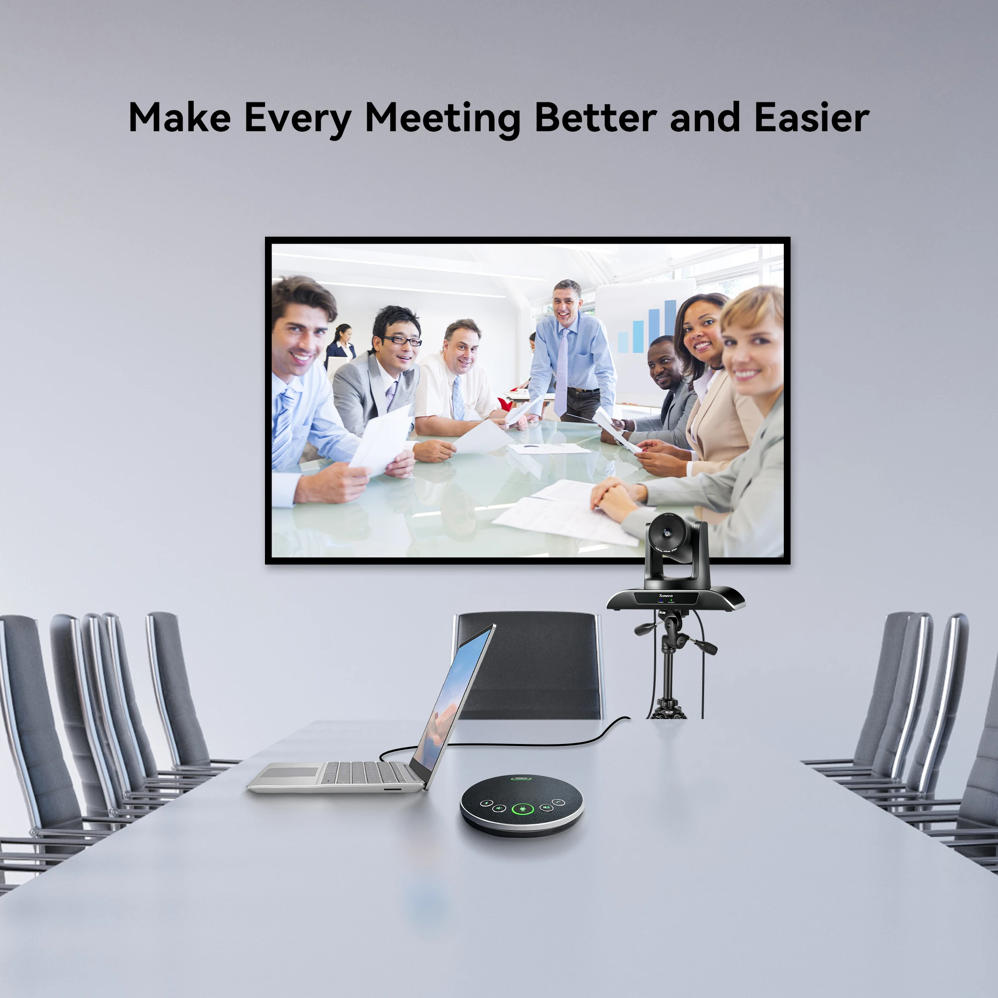 Cost-effective Audiovisual Conferencing Group with 3X Optical Zoom USB3.0 HDM1 PTZ Conference Camera and BT Speakerphone