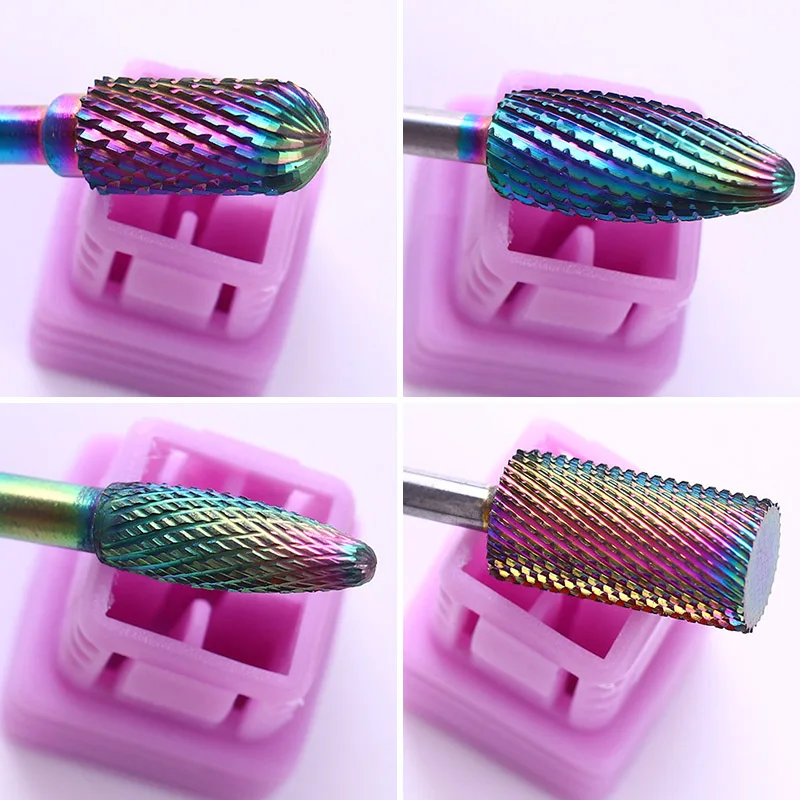 Rainbow Carbide Tungsten Nail Drill Bit Stainless Steel Manicure Cutters Cuticle Clean Milling Cutter Care Tools CO-CD002