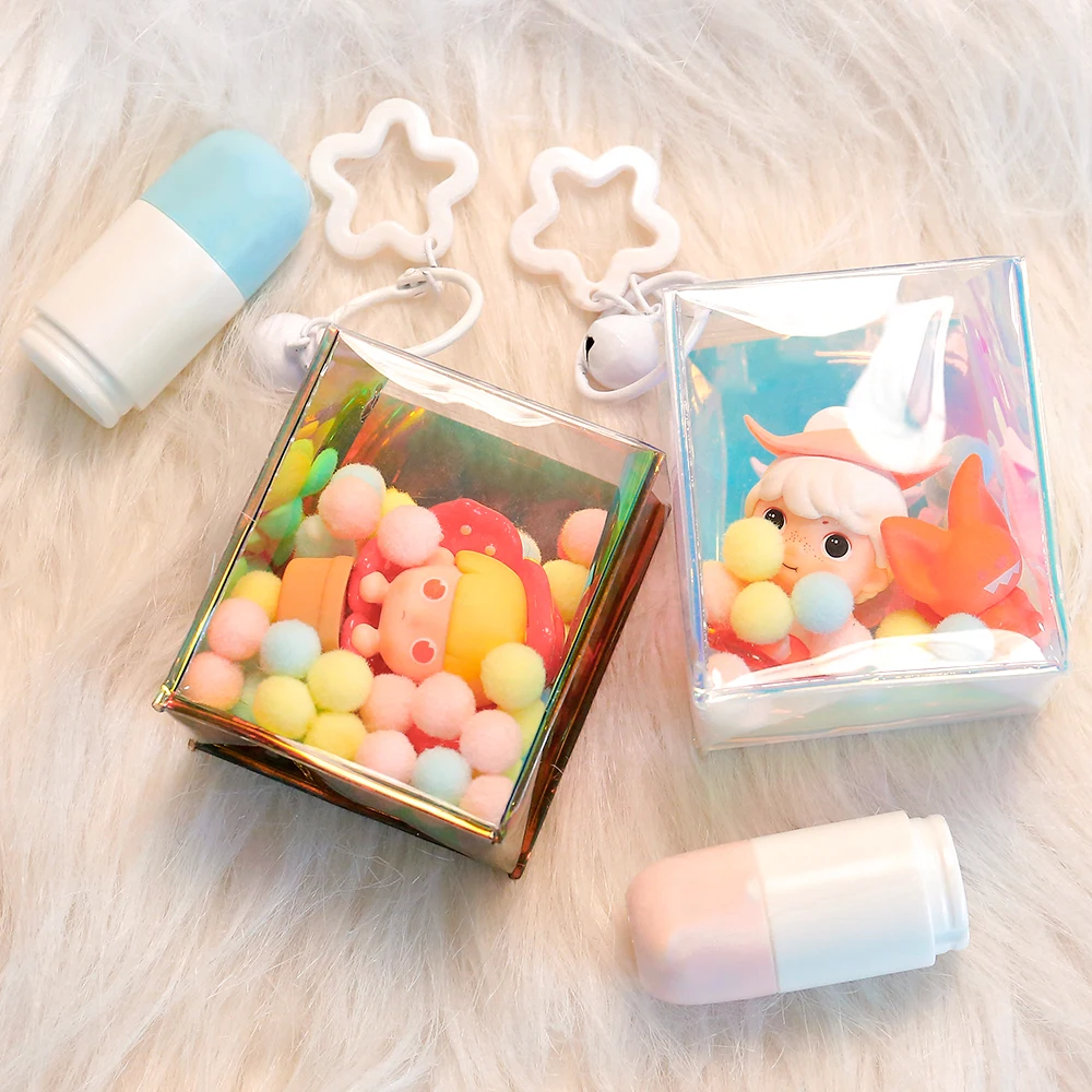 Multicolor Clear Outdoor plastic Bag Toy Transparent cylinder Mystery Doll Display Box PVC Mini Organizer Box