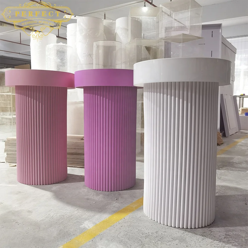 Customized Colorful Round PVC Paper Plinth For Wedding Party Festival Decoration Cake Stands Plinth