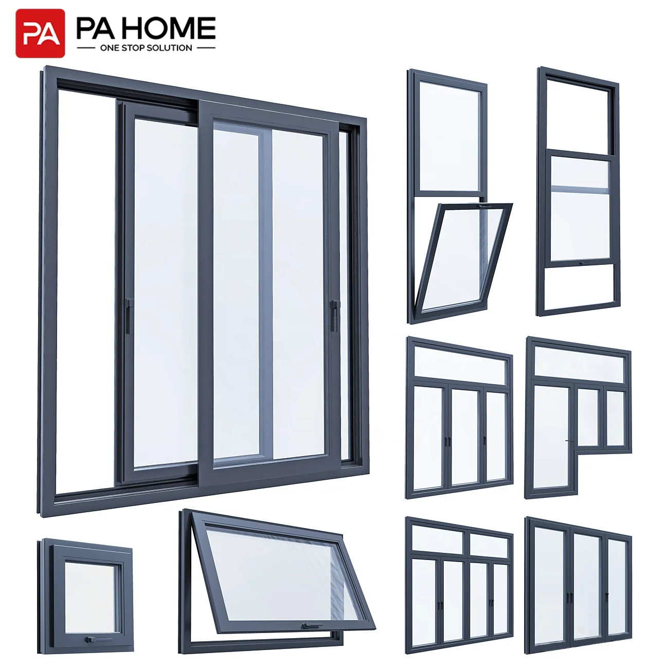 PA villa custom pvc casement slide floor to ceiling aluminum fixed glass window
