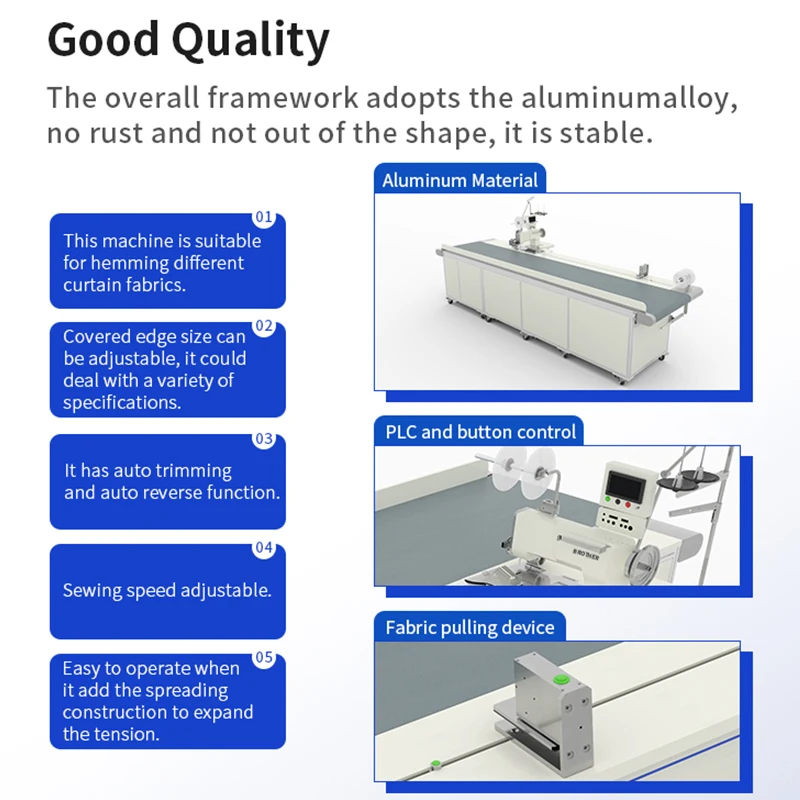 Industrial pleated lace making machine automatic double chain stitch curtain hem pleating sewing machine for curtain