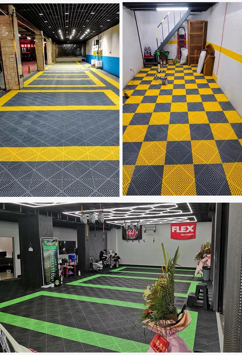 2024 classic design waterproof car wash modular pp interlocking garage tiles floor mat for garage