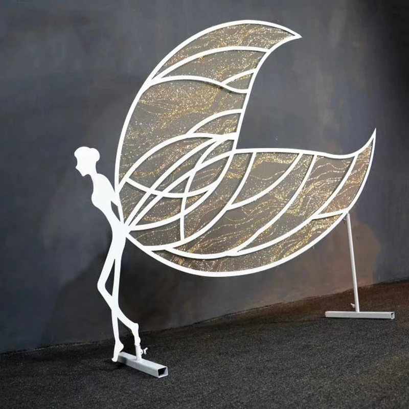 Wedding props love elf iron stage decoration wings window decoration for wedding decoration