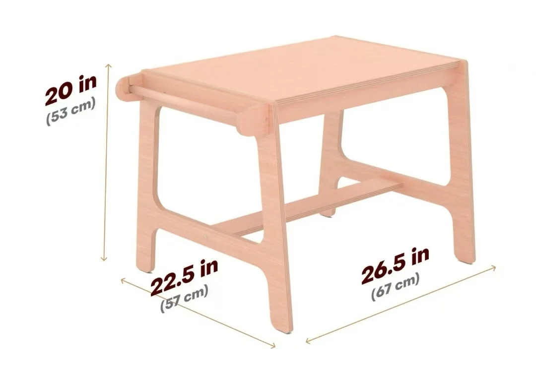 Wooden Toddler Activity Table with Paper Holder, Montessori furniture, Kids Table and Chairs, Sensory Nursery Table, Study Desk