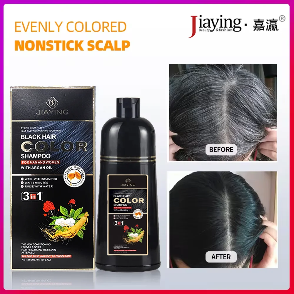 In stock fast shipping thailand brown wash color fast natural herbal permanent black hair dye shampoo 3 in 1