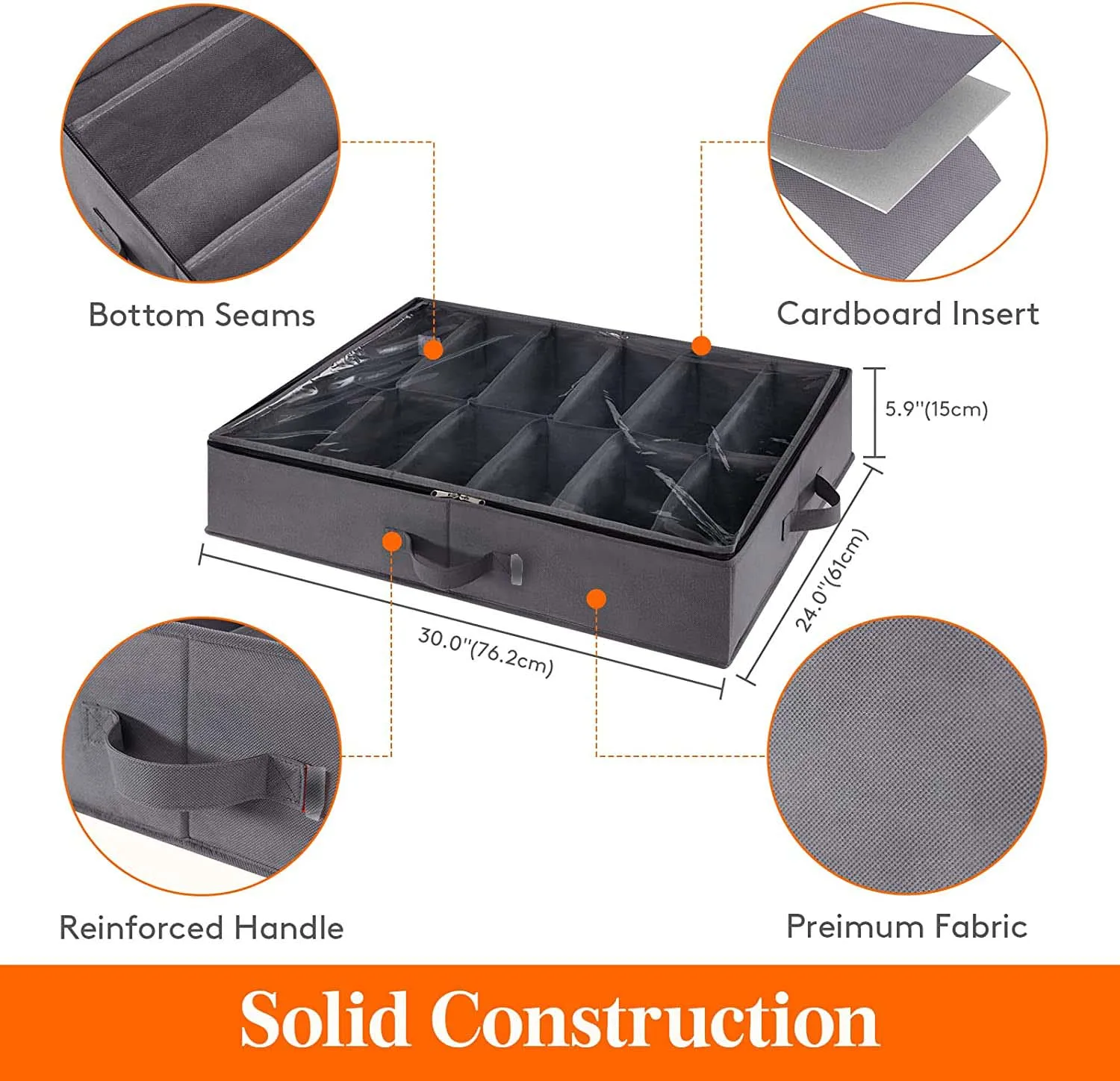 Portable Household Shoe Compartment Storage Box Collapsible 16x2 Pairs Folding Underbed Bag Organizer