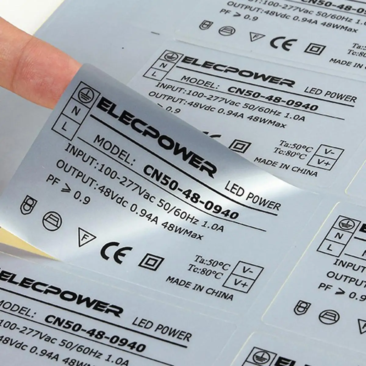 Custom Adhesive Roll or Sheet Silver Foil Esl Labels PET Paper Seal Stickers for Electronics