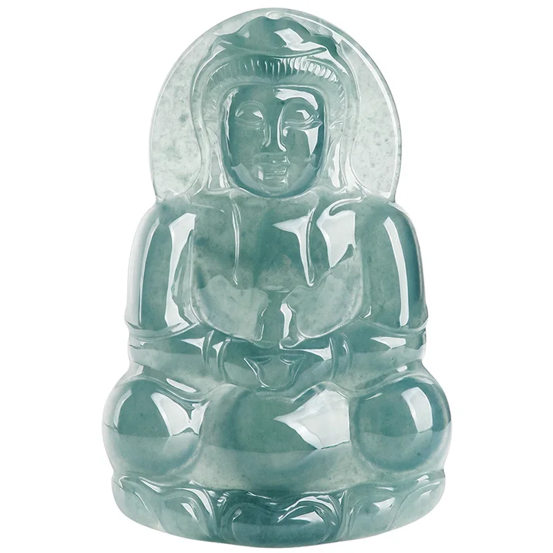 natural Jadeite Avalokiteshvara  jade pendant blue water kind of jadeite Chinese style UNISEX original design GY04