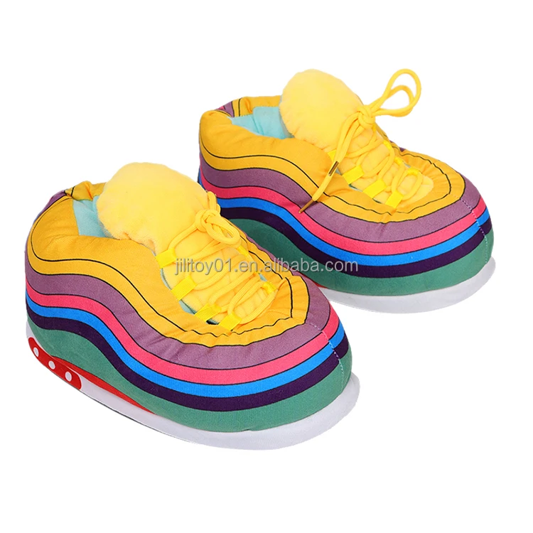 Dropshipping yeezy fashion plush sneaker slippers one size fits all custom plush sneaker slipper women manufacturer