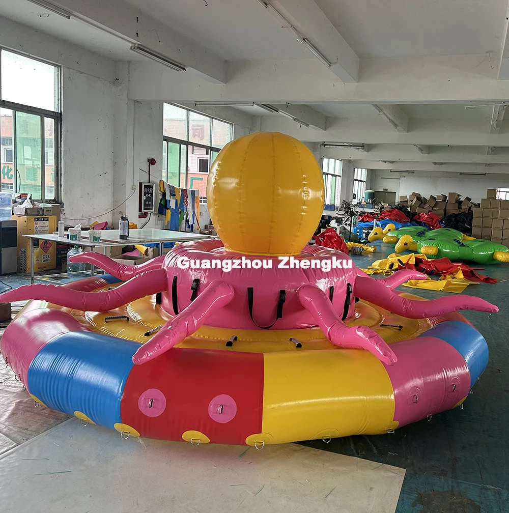 Factory direct outdoor inflatable drag snow whirling octopus game towable boat tube for sale