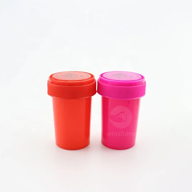 Colorful 20dram 30 Dram Push Down And Turn Prescription Vials With Reversible Cap