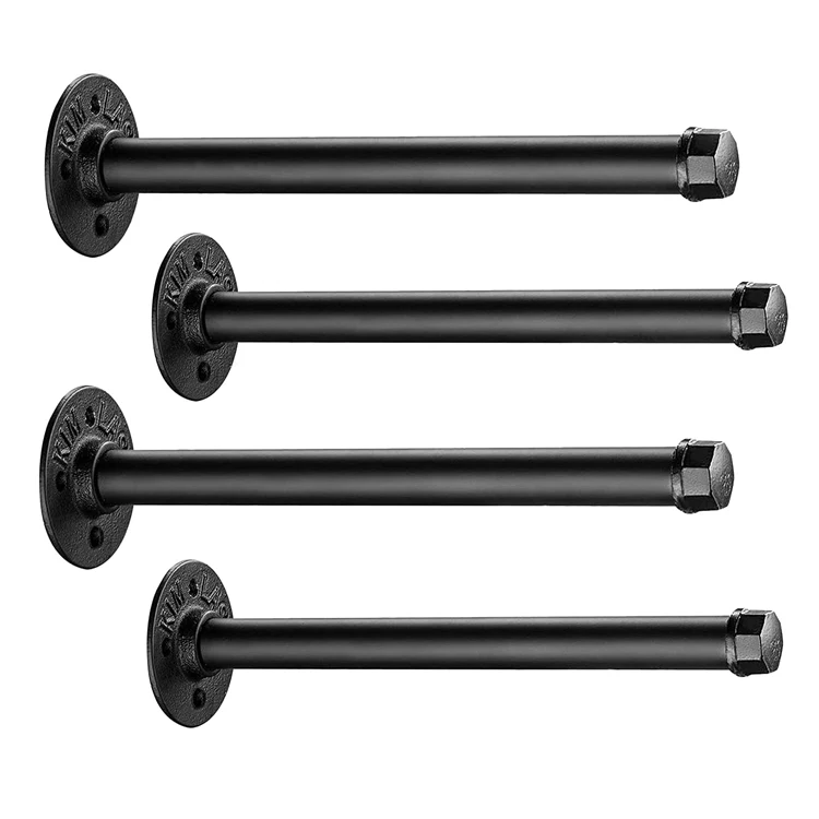 8 inch 3 pcs Black Steel Industrial DIY Pipe Shelf Bracket  Wood Floating Shelf Vintage Look Rustic Pipe Decor Wall Mount