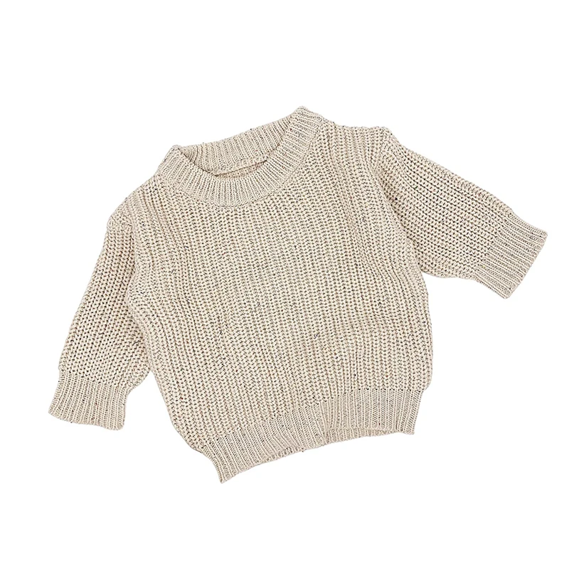 2023 Newest Style 100%Orangic Cotton Baby Girls Boys Sweater Pullover Speckle Oversized Cotton Chunky Knit Coat