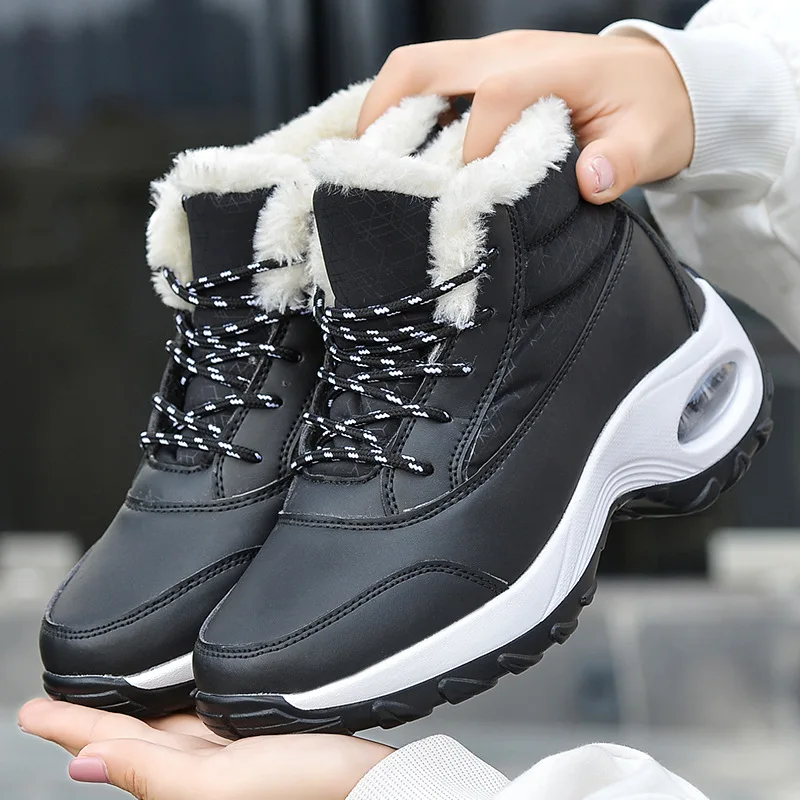 2022 NEW Winter Fashion Outdoor Jogging Casual Snow Boots Plush Comfortable Non-Slip Waterproof Factory Leather Boots for Women