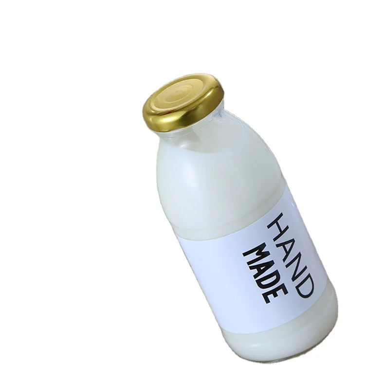 In Stock Empty Round 10oz 12oz 16oz Clear Juice Glass Beverage Bottles Drinking Glass Milk Bottle With Lid and Customized Logo