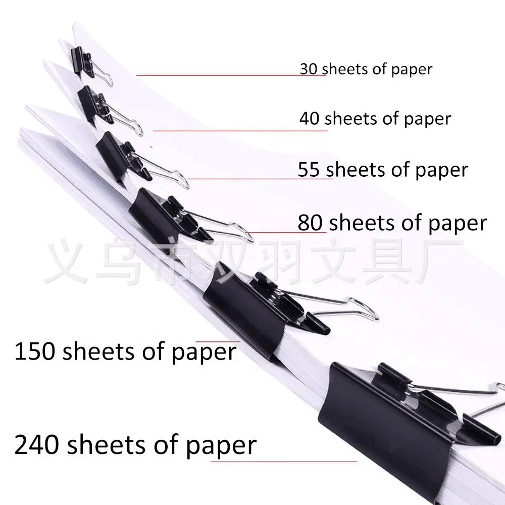 Black Long Tail Office Clips 25mm Metal butterfly Binder for