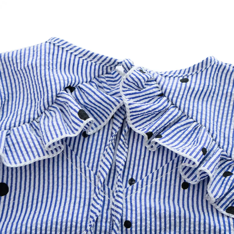 Popular Fashion Organic Cotton Children Clothing  Long Sleeves Casual Baby Girls Blouse With Ruffles Baby Girls Top