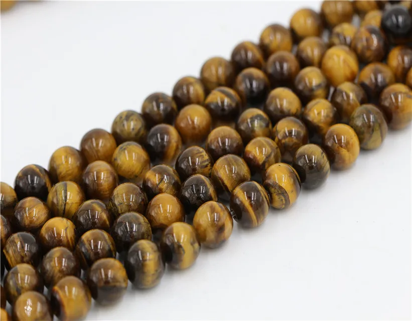 Haosiqi Wholesale High Quality Natural 8mm Brown Tiger Eye  Gemstone Tiger Eye Stone Beads For Jewelry Making