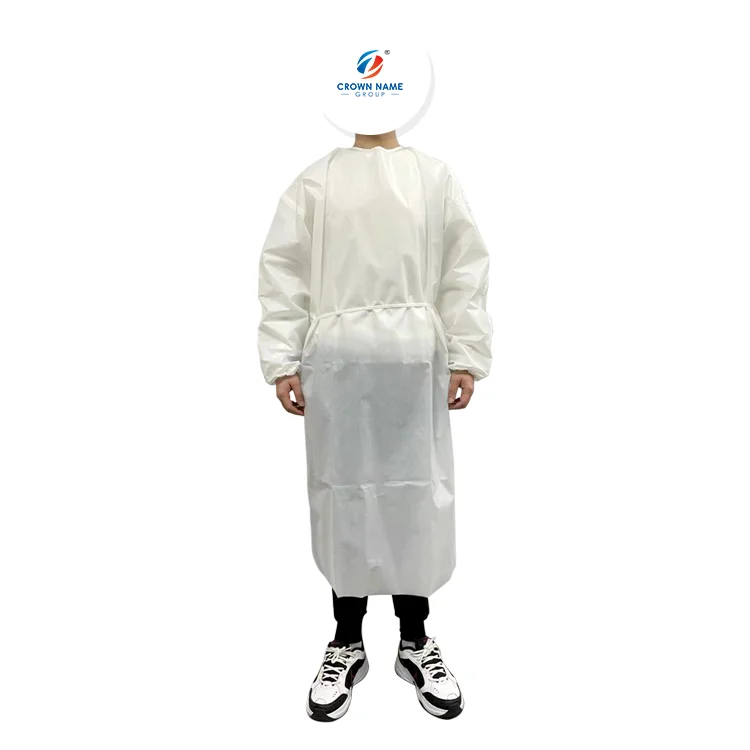 AAMI level 4 PP PE 55g waterproof disposable isolation gown white