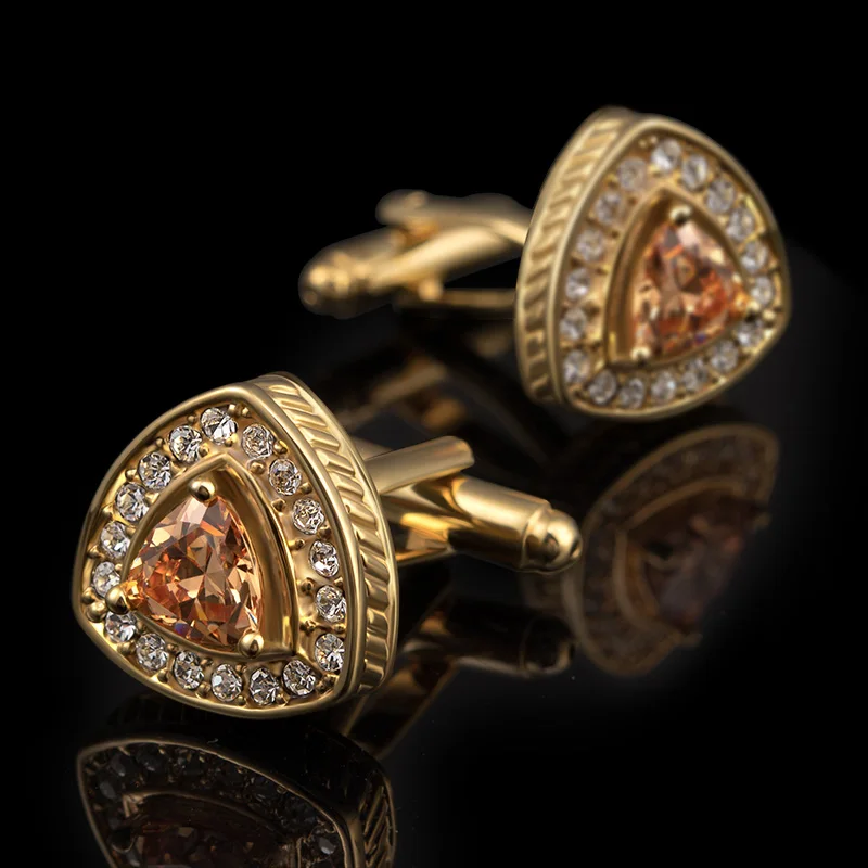 
Mens Shirt Cuff buttons High quality Gold Jewelry Cuff links Luxury Crystal Cufflinks 