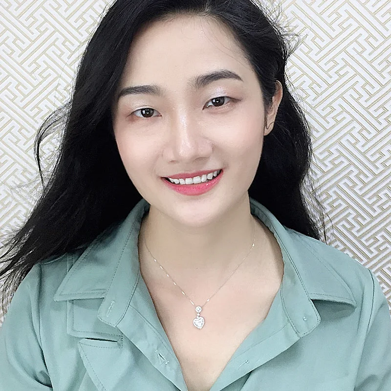 Новое поступление 2021, модное ювелирное изделие, 18k, цельное ожерелье с подвеской в форме сердца и бриллиантом для женщин