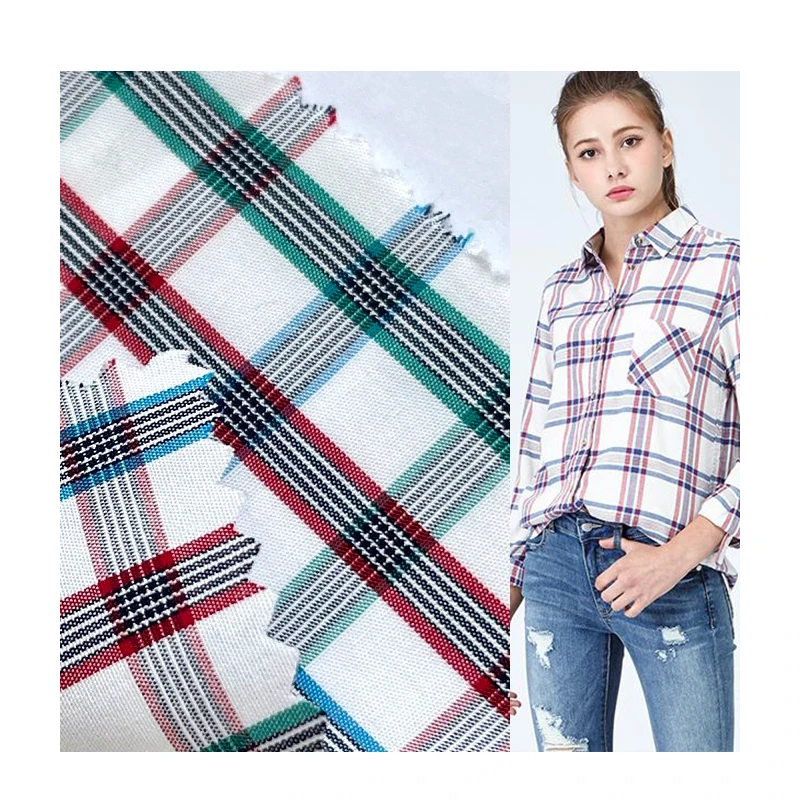 textile raw material yarn dyed check woven cotton fabric for dress