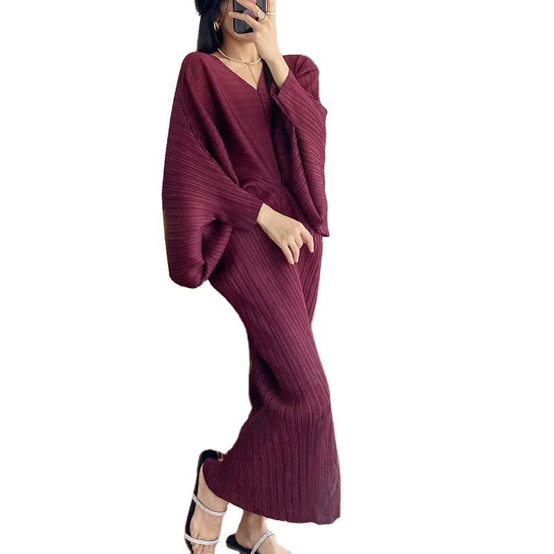 wholesale pleated summer dress 2022 summer maxi dress ladies miyake pleated women muslim dress