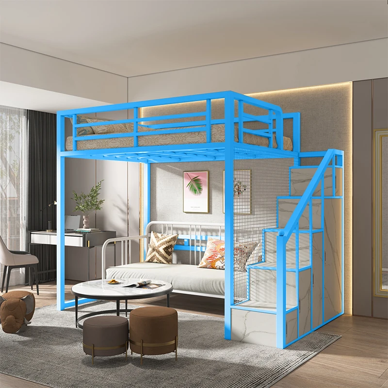 Staff bed under the table integrated bed students bunk under the cabinet elevated bed dormitory iron double