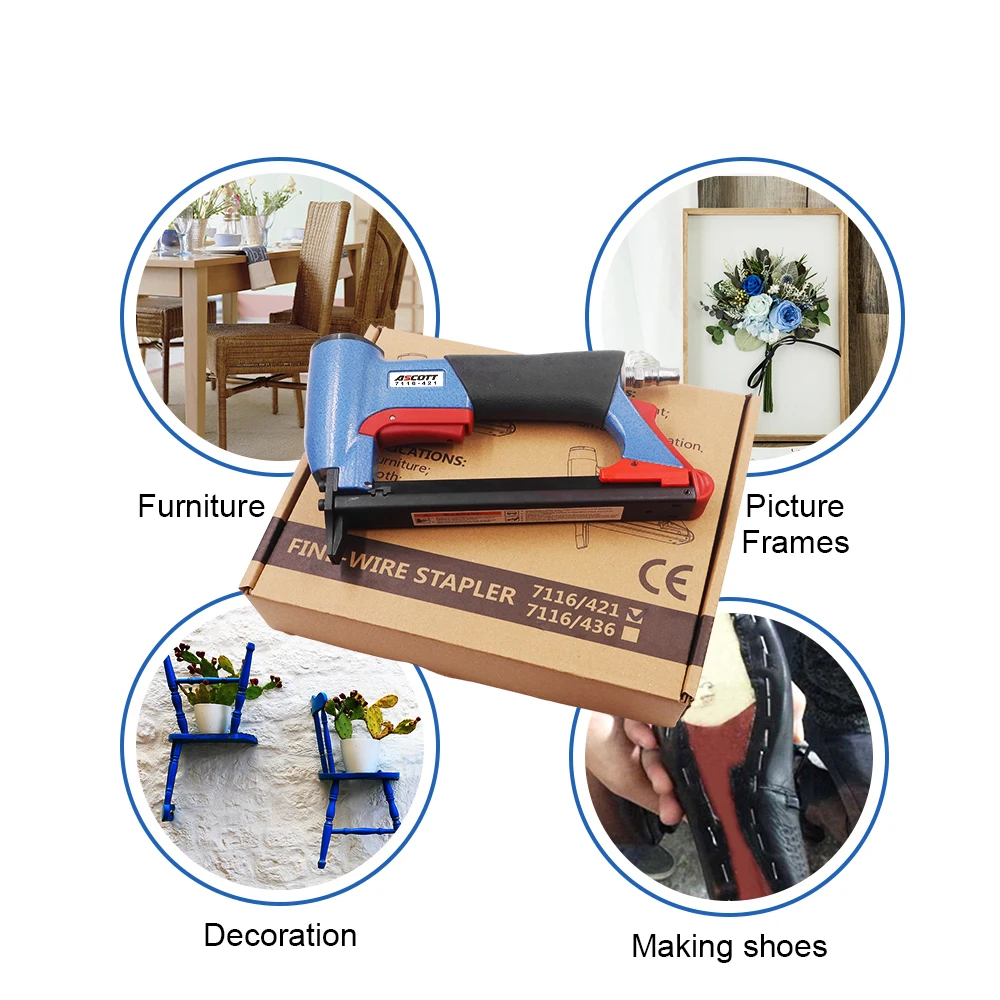 Professional Pneumatic 22GA Air Stapler 7116-421Staple Gun Fine Wire Bea Pneumatic Stapler for Furniture Wooden Frames