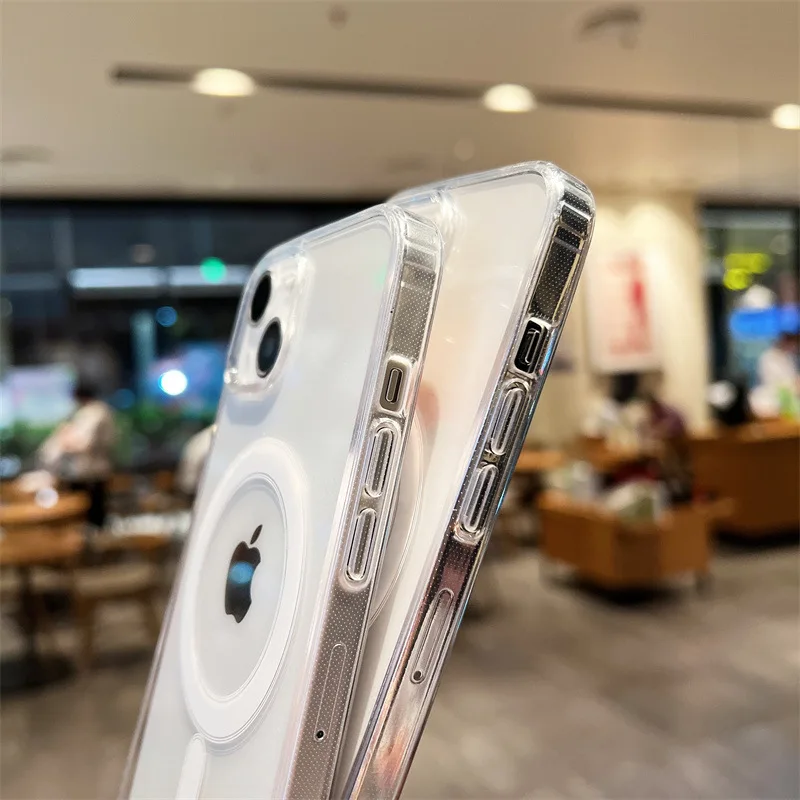 Роскошный Прозрачный чехол для телефона 2 0 мм из ТПУ с магнитной присоской iphone 11 12 13 14 15 16 promax