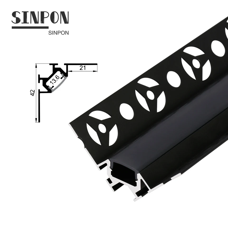  2021 Years New Tooling Recessed Led Aluminum Channel Lighting With Black PC Cover And SMD5050 Strip For
