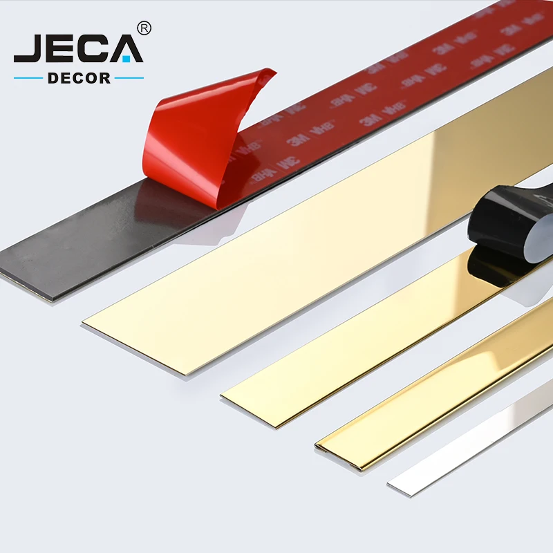 Foshan Factory JECA Gold Tile Trim Stainless Steel Flat Tile Trim For Wall Ceiling Furniture Decoration 304 Flat Trim Strips