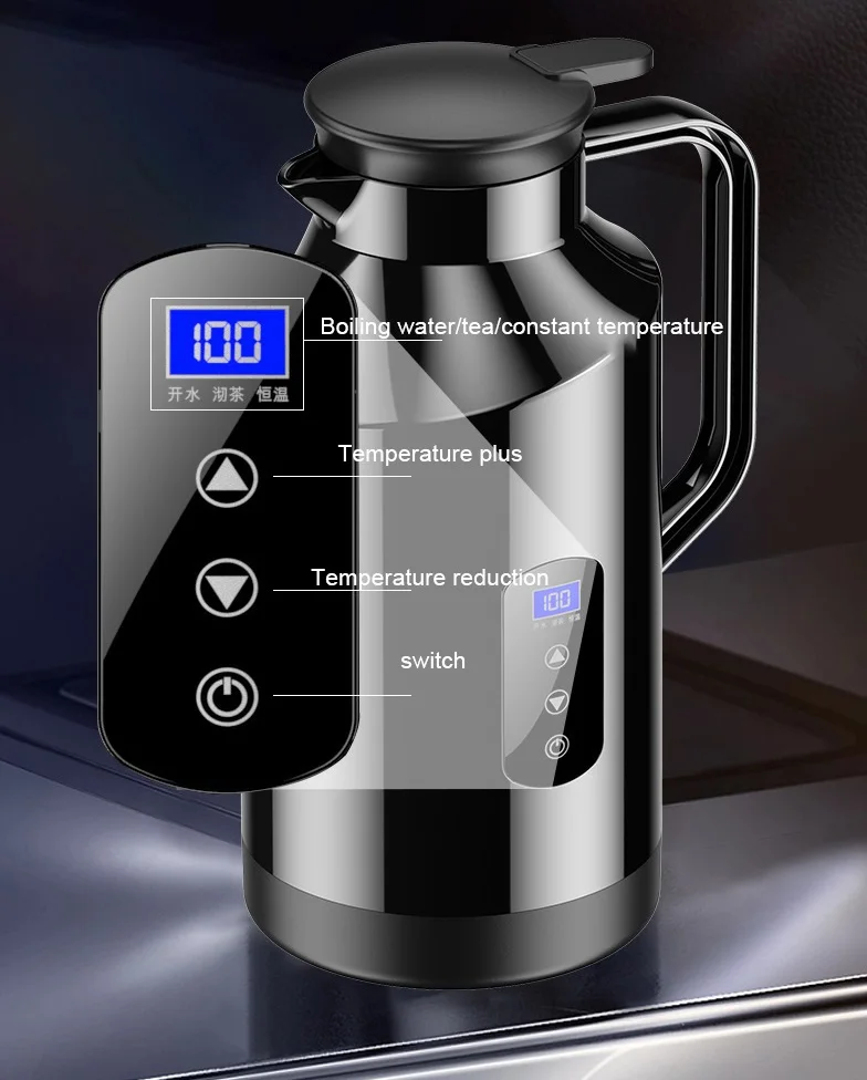 Car kettle large capacity 12v24v car universal electric kettle insulation boil water fast boiling kettle stanley cup