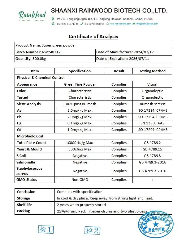 Wholesale Factory Supply High Quality Super Greens Powder Sachets