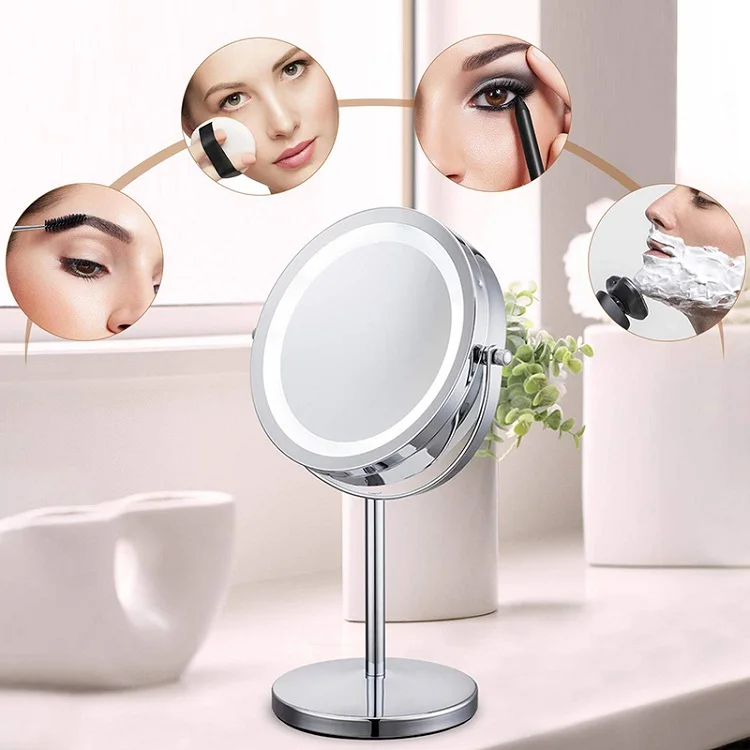  1x/3x/5x Увеличение зеркала для макияжа светодиодный круглый стол красоты Vanity макияж зеркало нанесения макияжа) со светодиодной подсветкой по краю