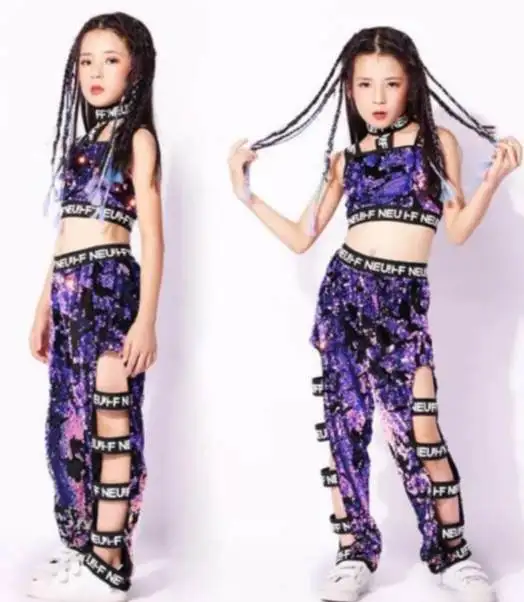 Wholesale High quality  hip hop performance sets dance dress for children