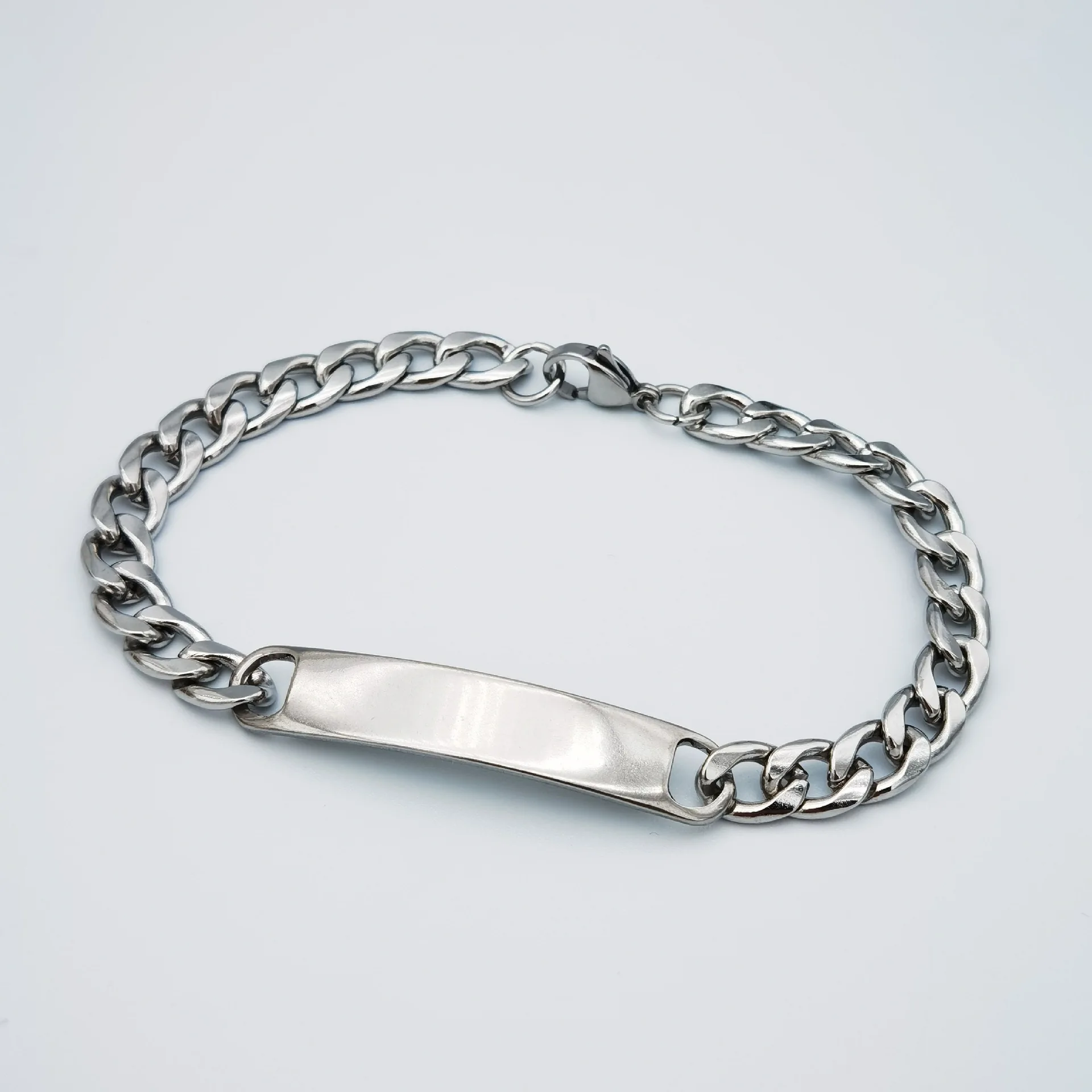 New Design Bracelet Personalized Name Engraved Stainless Steel Plate Classic Style Polished Jewelry Couple Bracelet