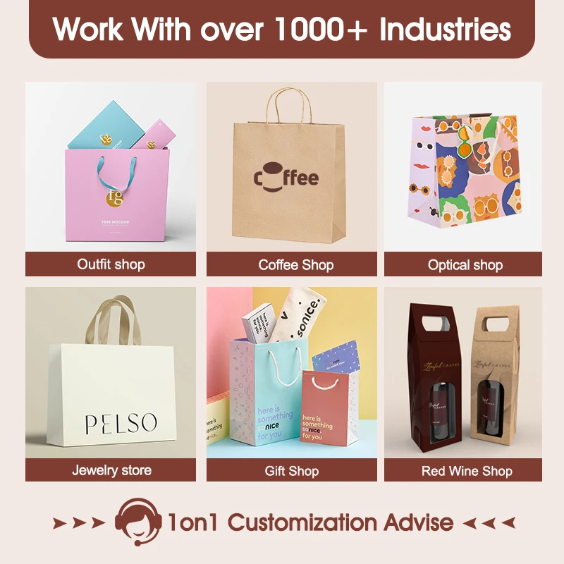 Kraft Taille 5 Luxury Shopping Carrier Jewelry Paper Bag Moq Low