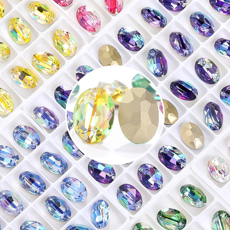 Dongzhou High-Grade Oval Pointback Fancy Stone Pointed Back Stone Fancy Stone DIY Nail Art Accessories