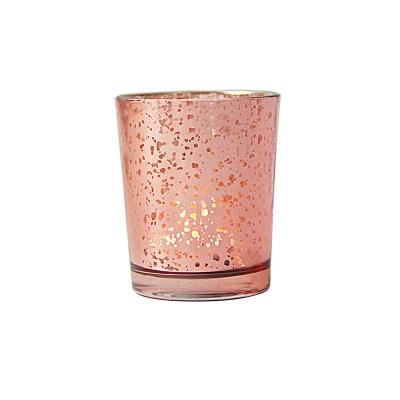 hot sale rose gold cylinder shape starry fancy decorative glass candle holder