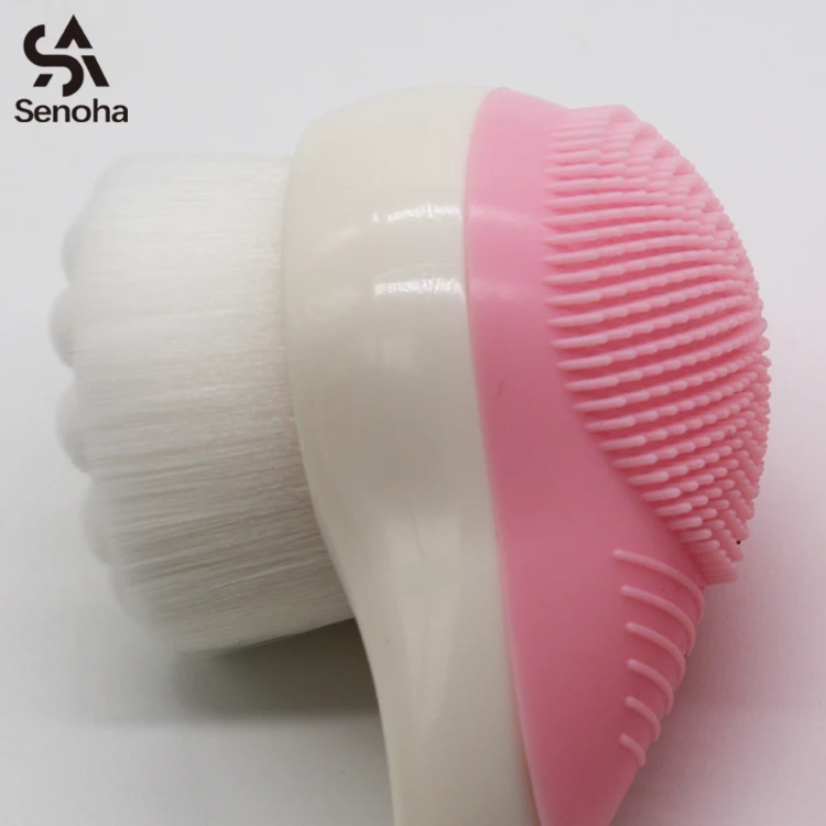 
Wholesale face cleaning hair fiber silicone dual-use face brush 